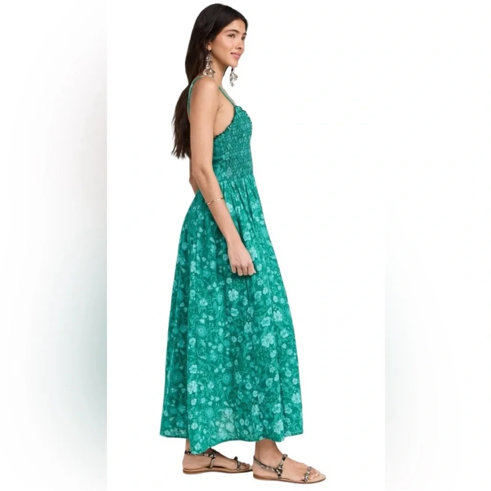 FREE PEOPLE  Sweet Nothings Midi Dress in Forest Combo Green, Size XL - Picture 9 of 12